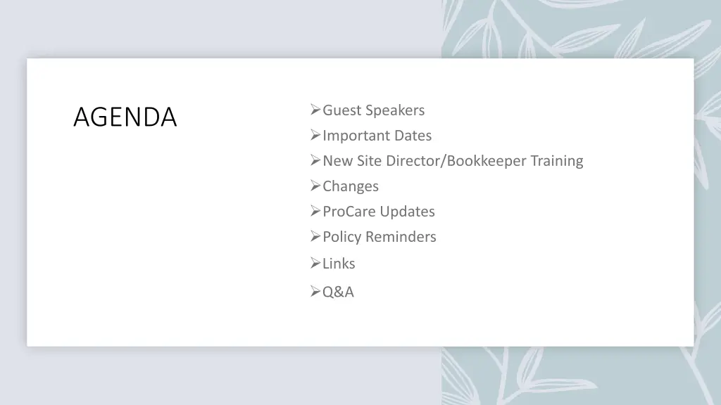 agenda
