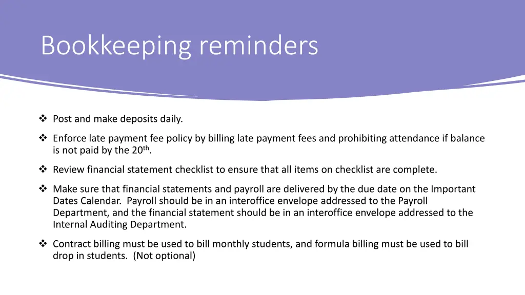 bookkeeping reminders