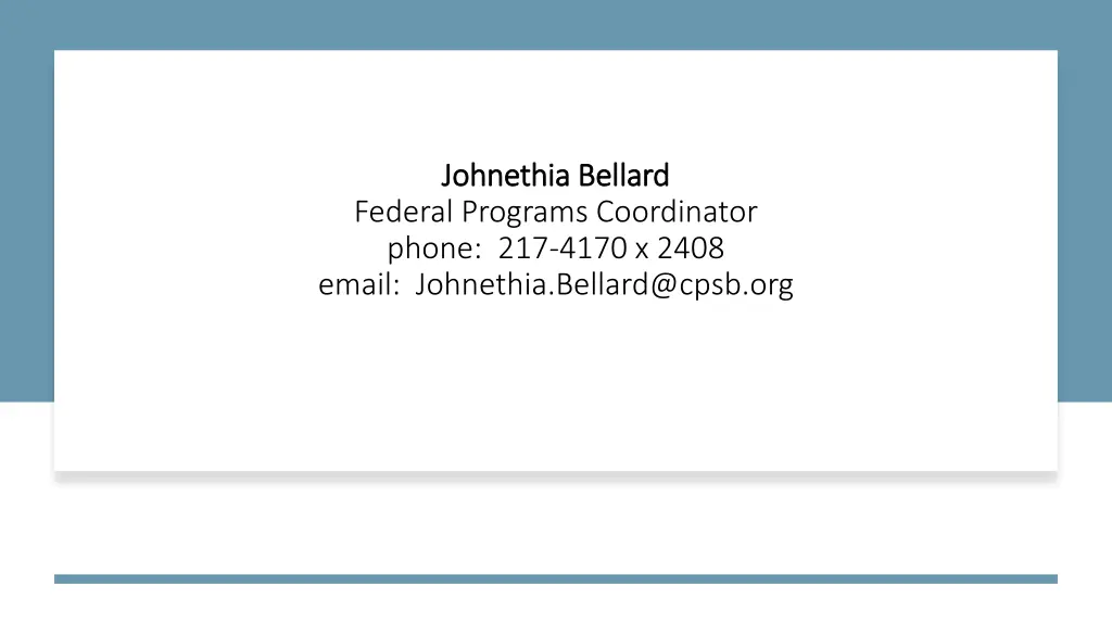 johnethia johnethia bellard federal programs