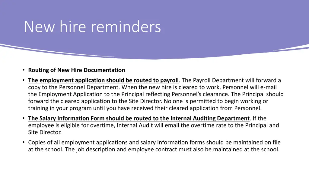 new hire reminders