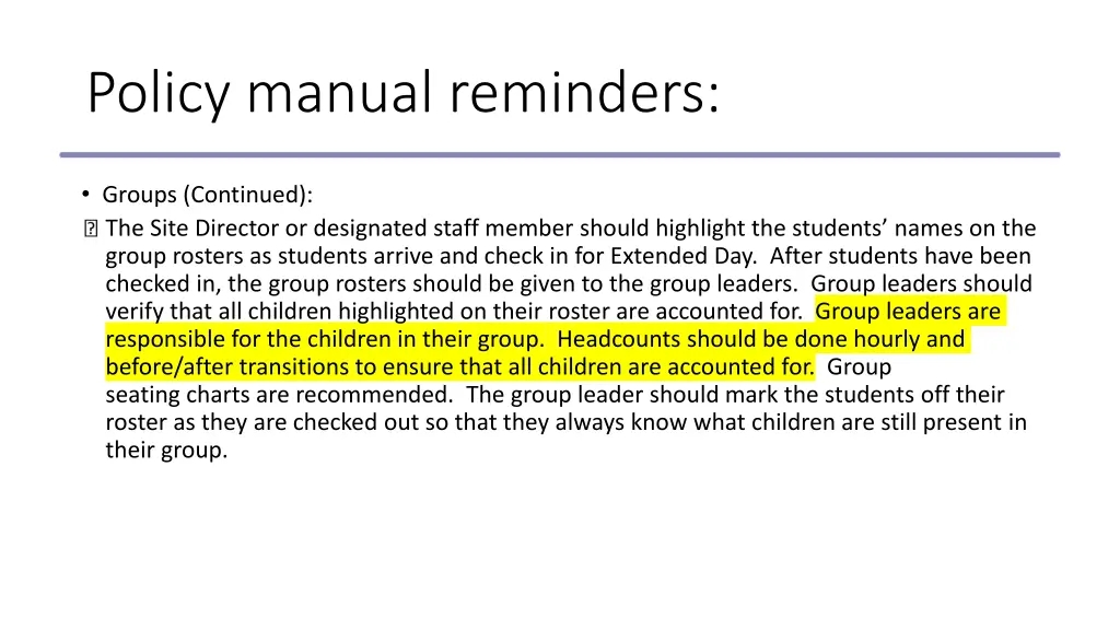 policy manual reminders 4