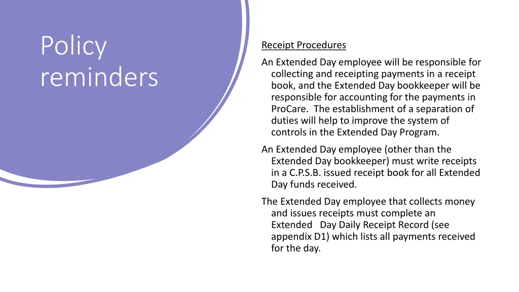 policy reminders 1