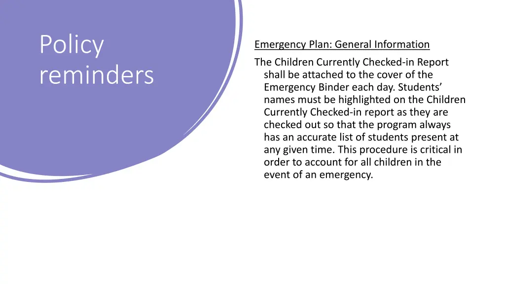 policy reminders 2