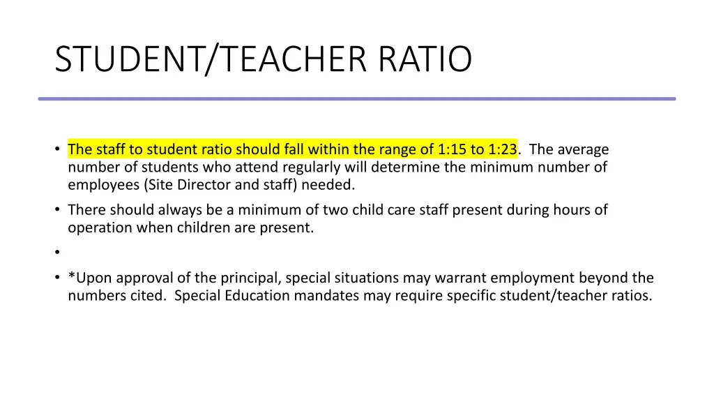 student teacher ratio