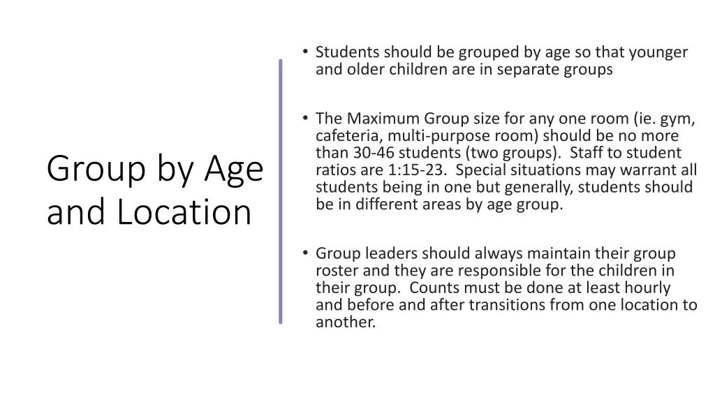 students should be grouped by age so that younger