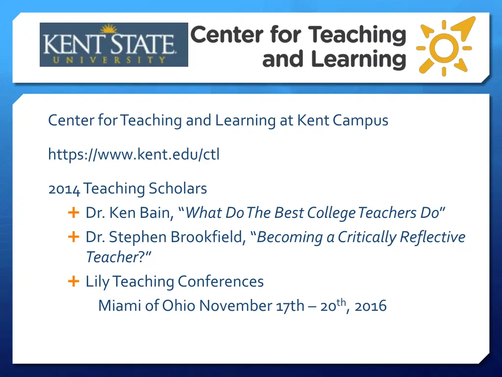 center for teaching and learning at kent campus