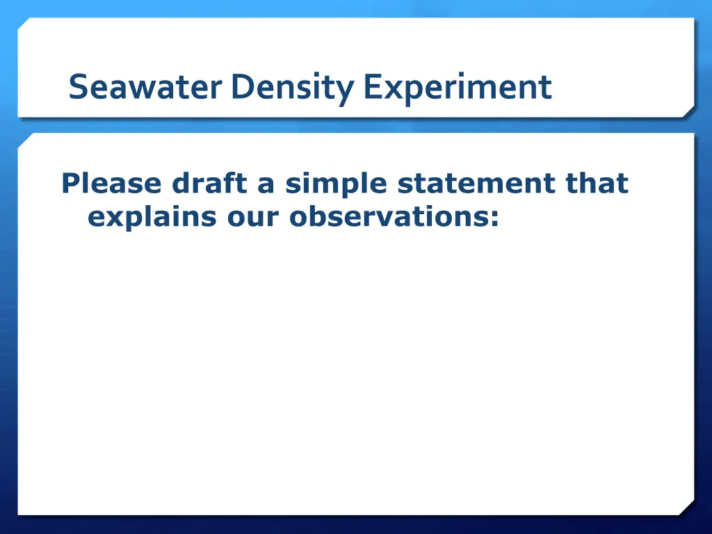 seawater density experiment
