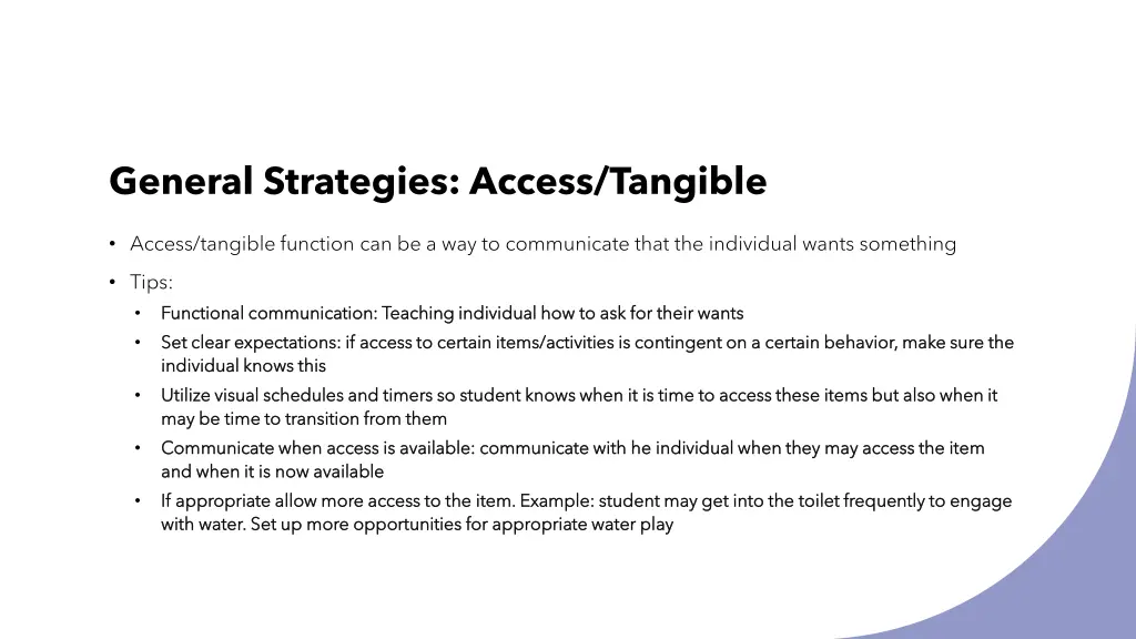 general strategies access tangible