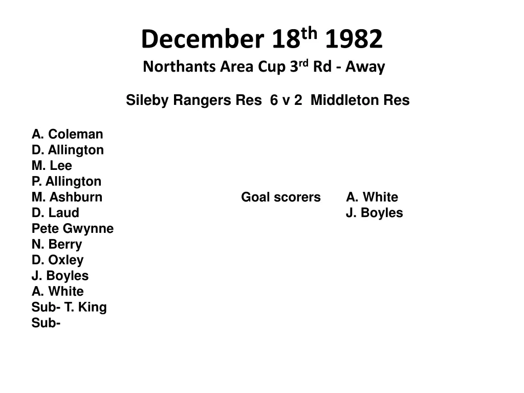 december 18 th 1982 northants area