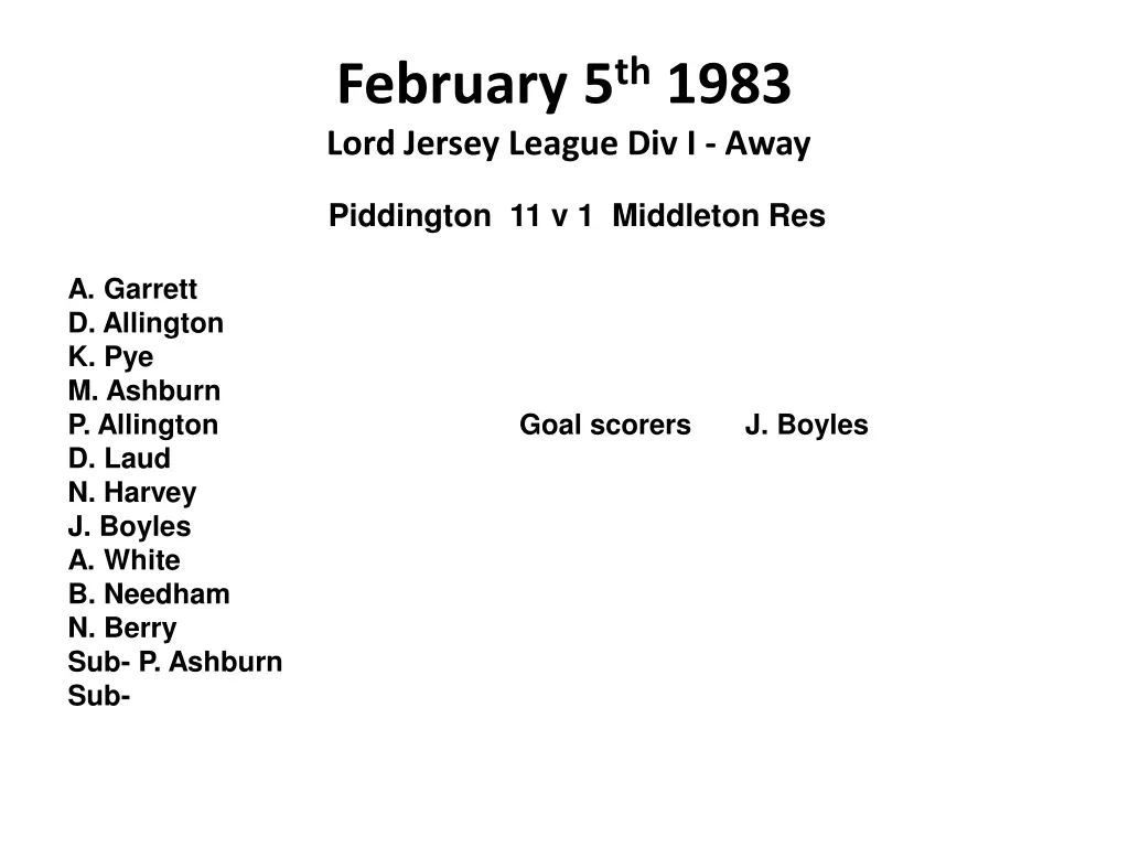 february 5 th 1983 lord jersey league div i away