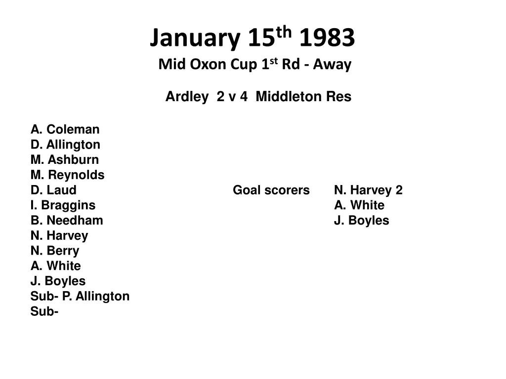 january 15 th 1983 mid oxon cup 1 st rd away