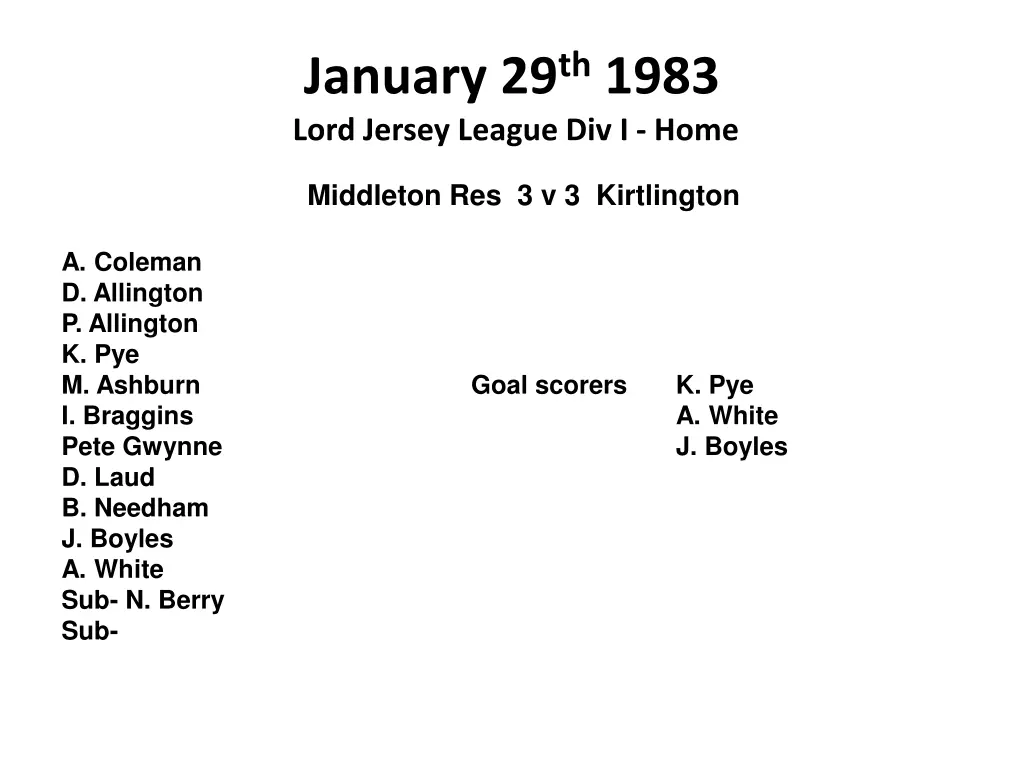 january 29 th 1983 lord jersey league div i home