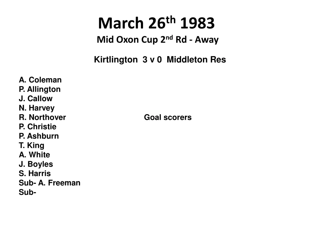march 26 th 1983 mid oxon cup 2 nd rd away