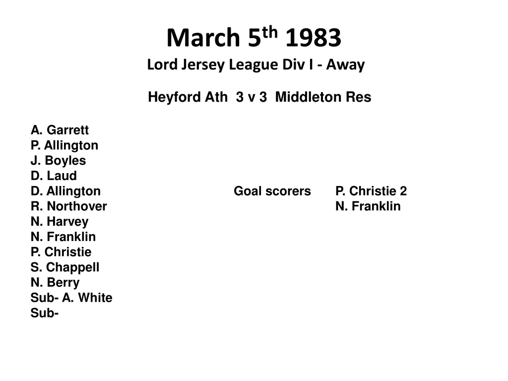 march 5 th 1983 lord jersey league div i away