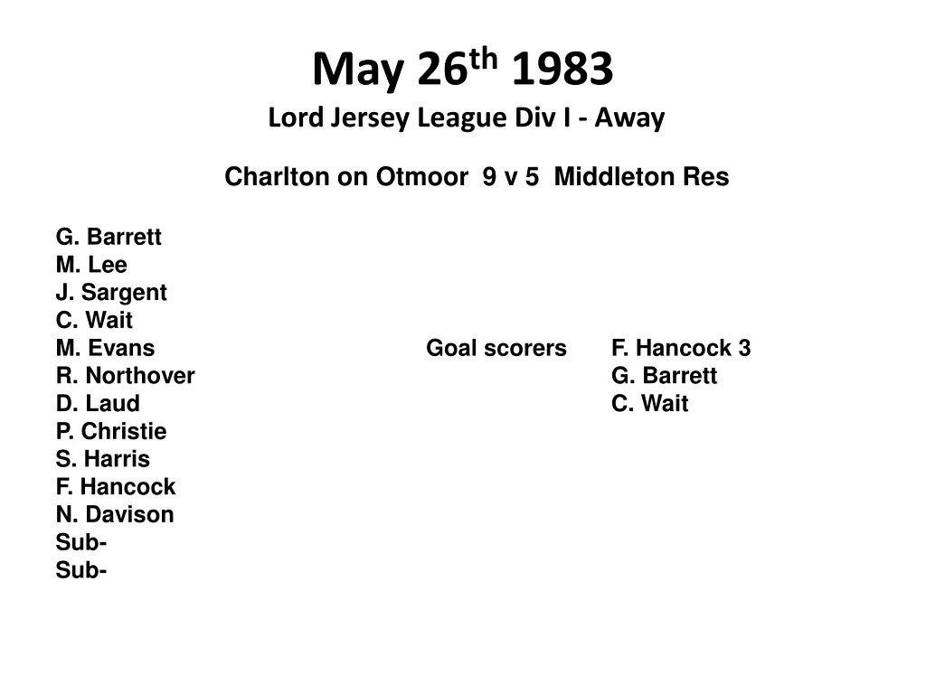may 26 th 1983 lord jersey league div i away