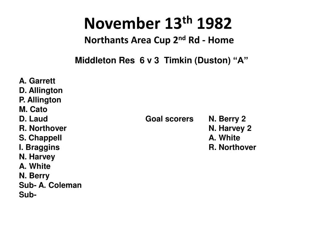 november 13 th 1982 northants area