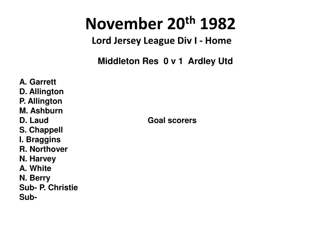 november 20 th 1982 lord jersey league div i home