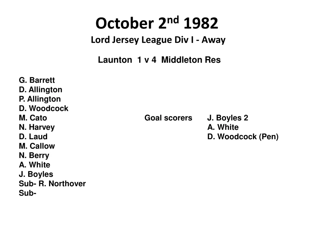 october 2 nd 1982 lord jersey league div i away
