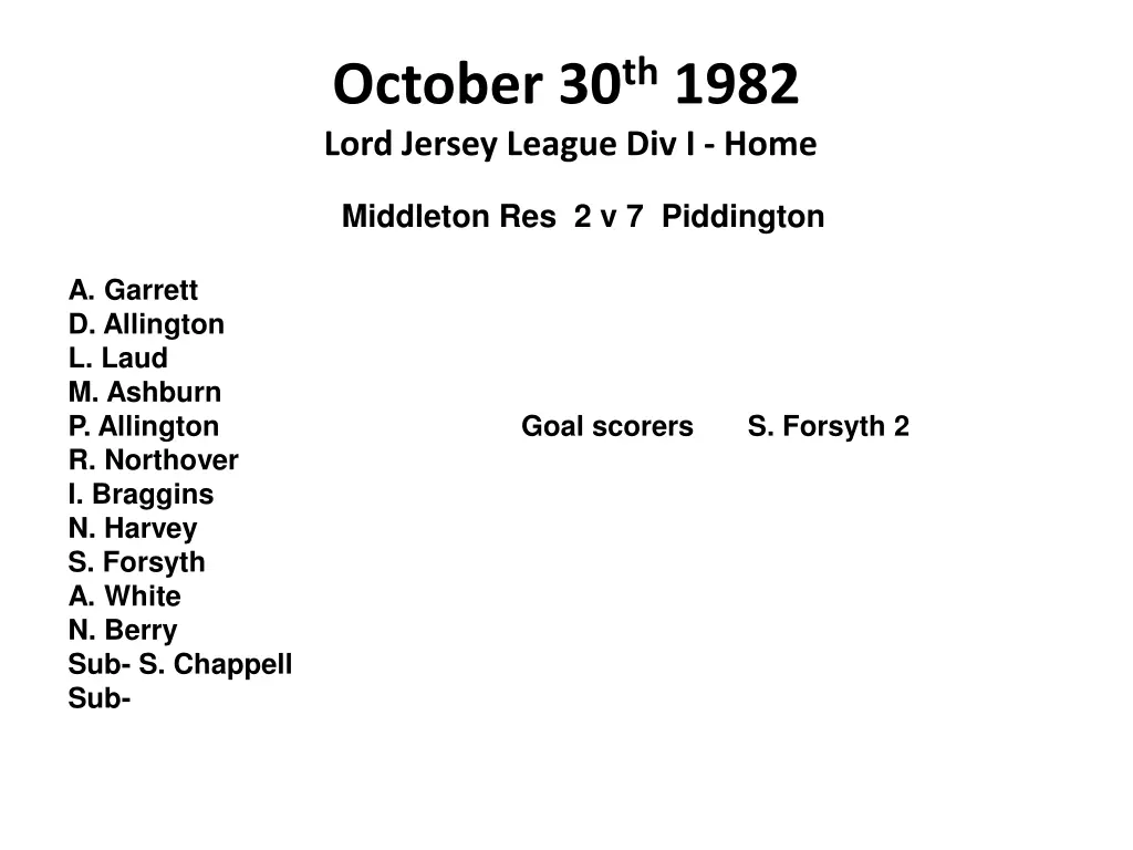 october 30 th 1982 lord jersey league div i home