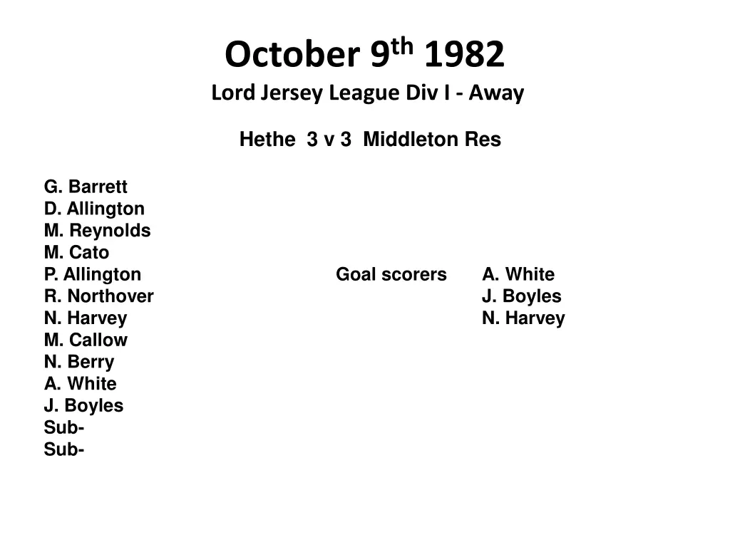 october 9 th 1982 lord jersey league div i away