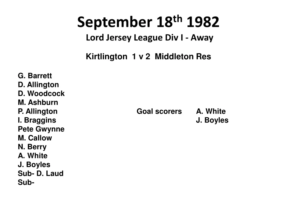 september 18 th 1982 lord jersey league div i away