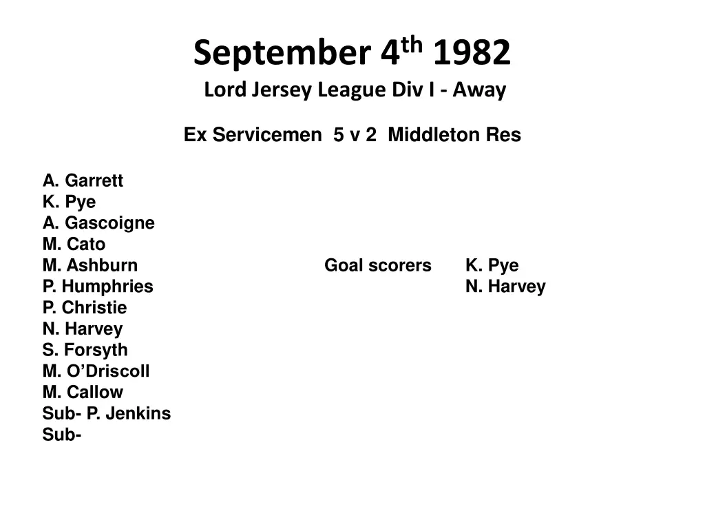 september 4 th 1982 lord jersey league div i away
