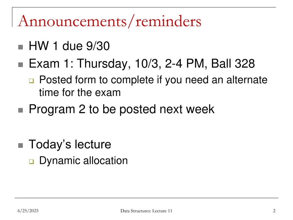announcements reminders