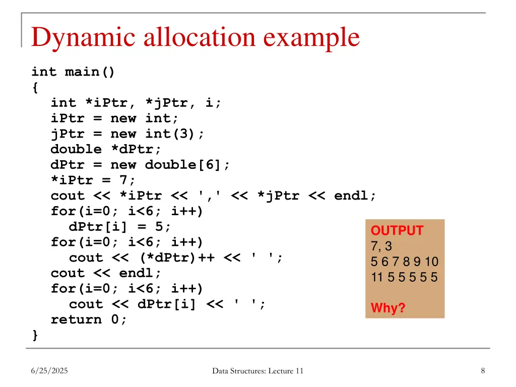 dynamic allocation example