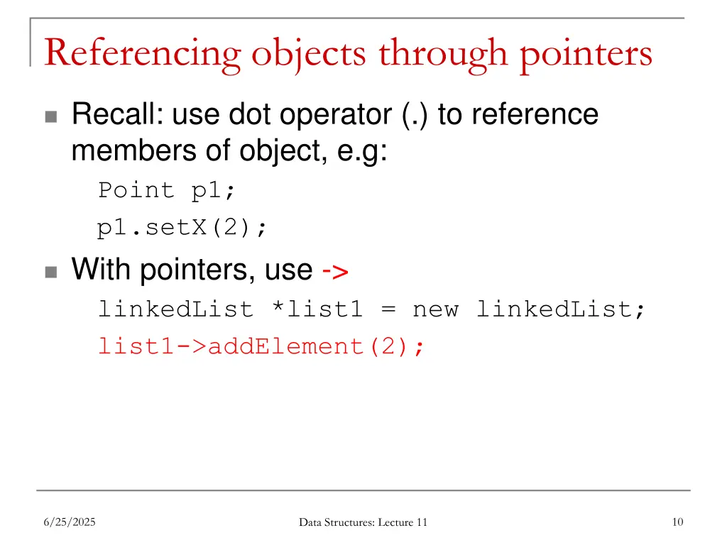 referencing objects through pointers