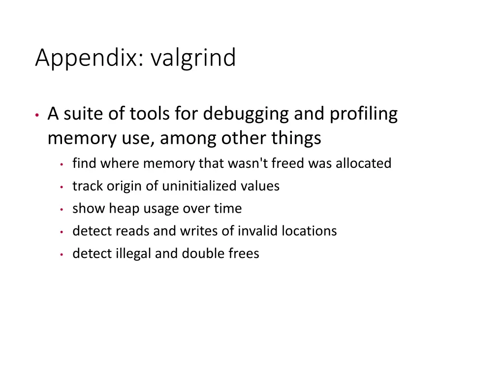 appendix valgrind