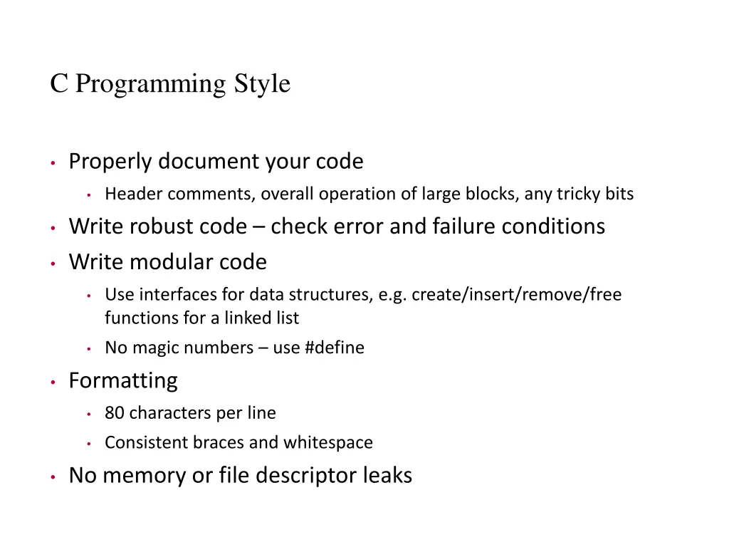 c programming style