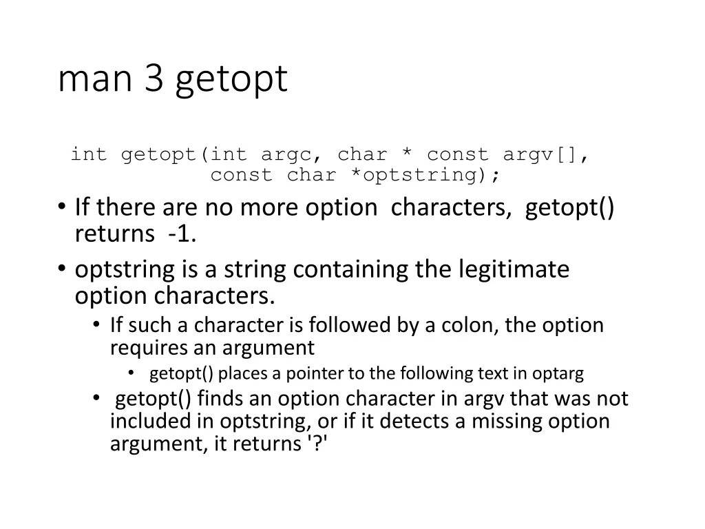 man 3 getopt