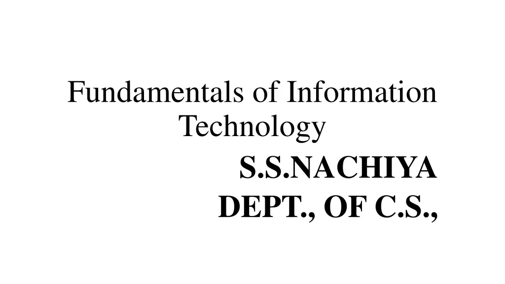 fundamentals of information technology