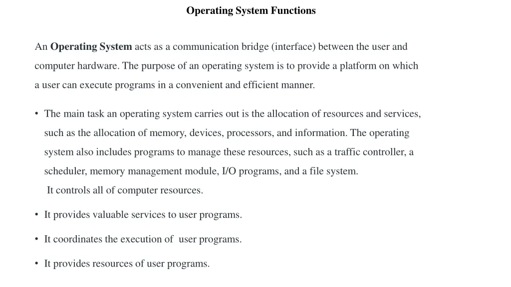 operating system functions