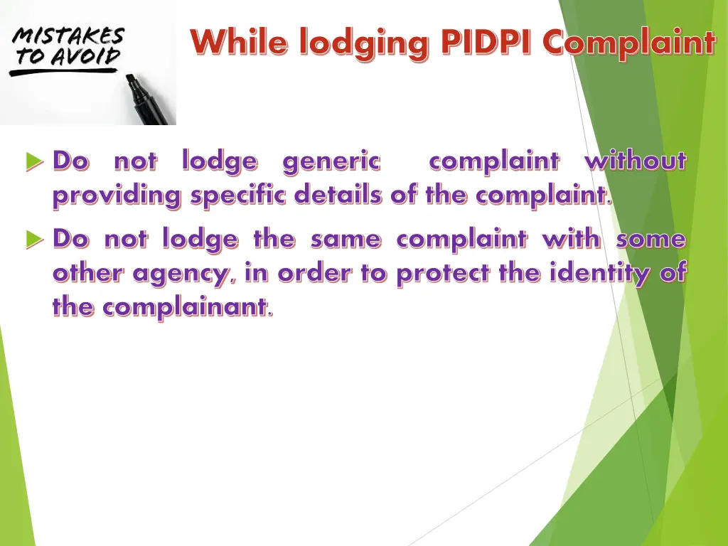 while lodging pidpi complaint 1