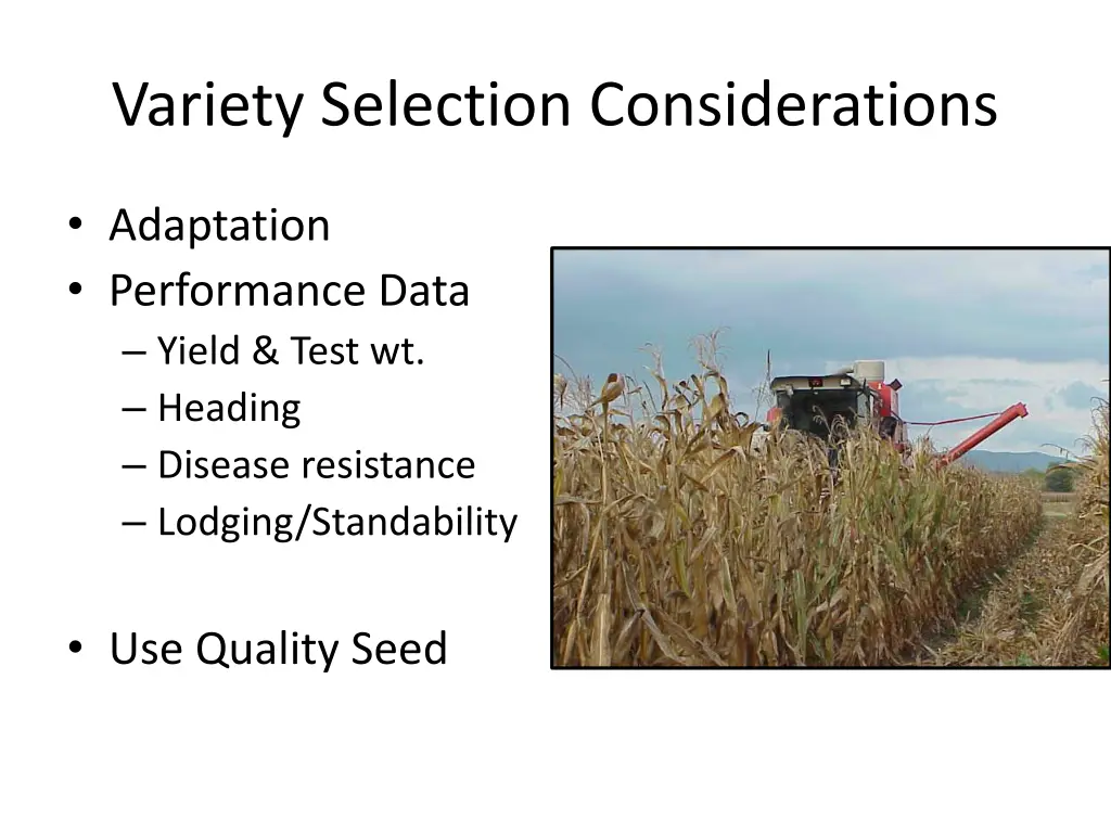variety selection considerations