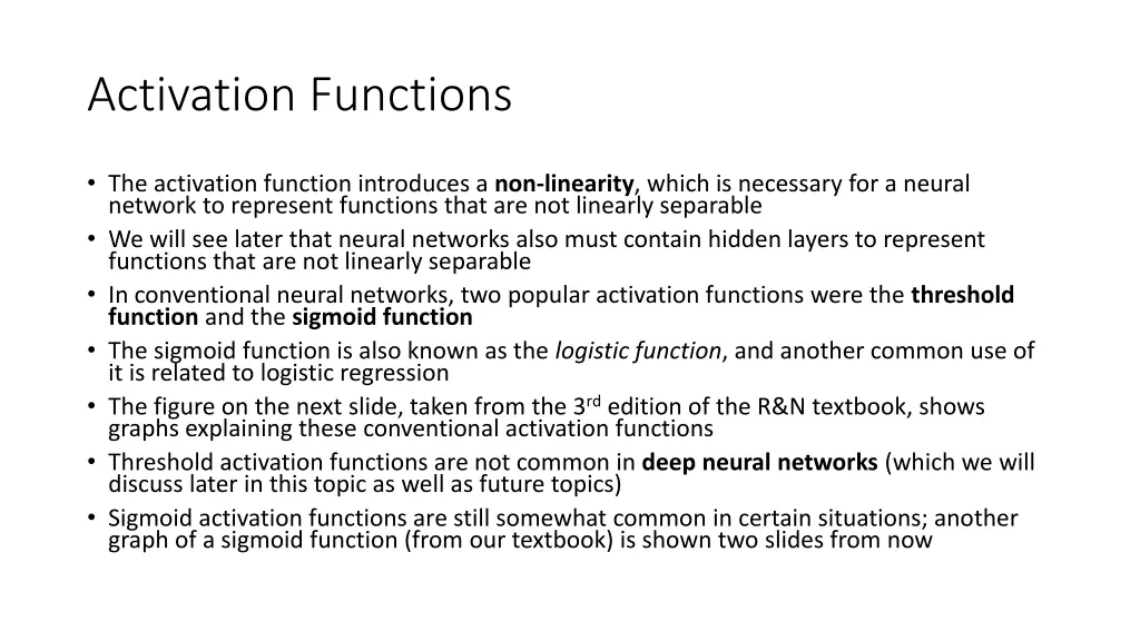 activation functions