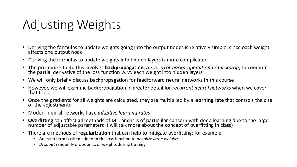 adjusting weights