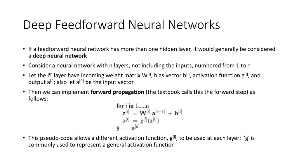 deep feedforward neural networks