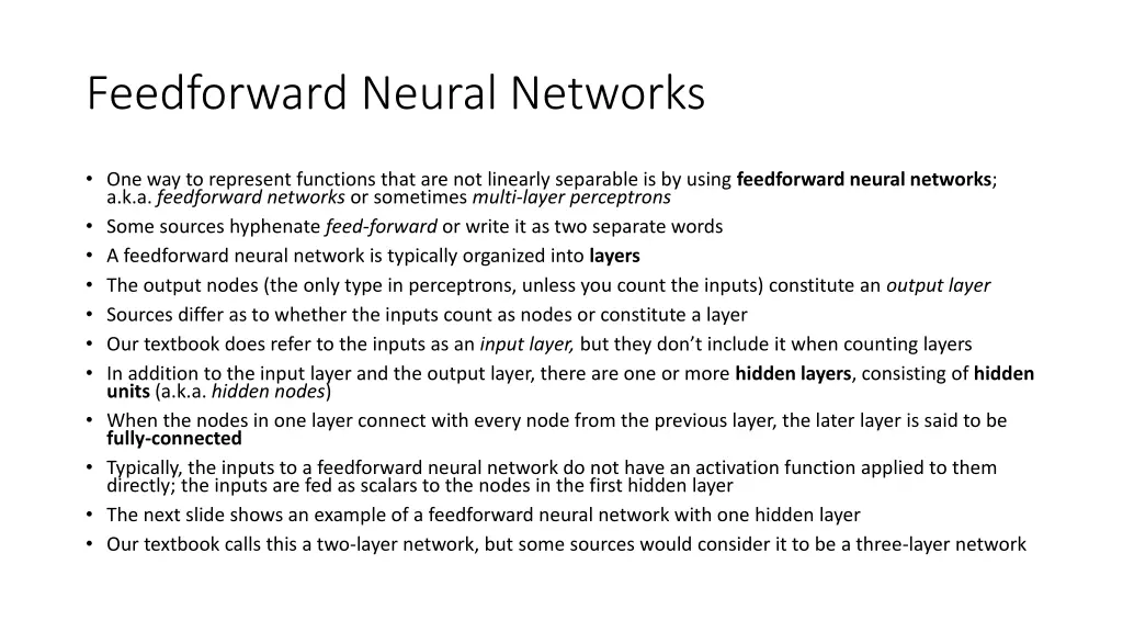 feedforward neural networks