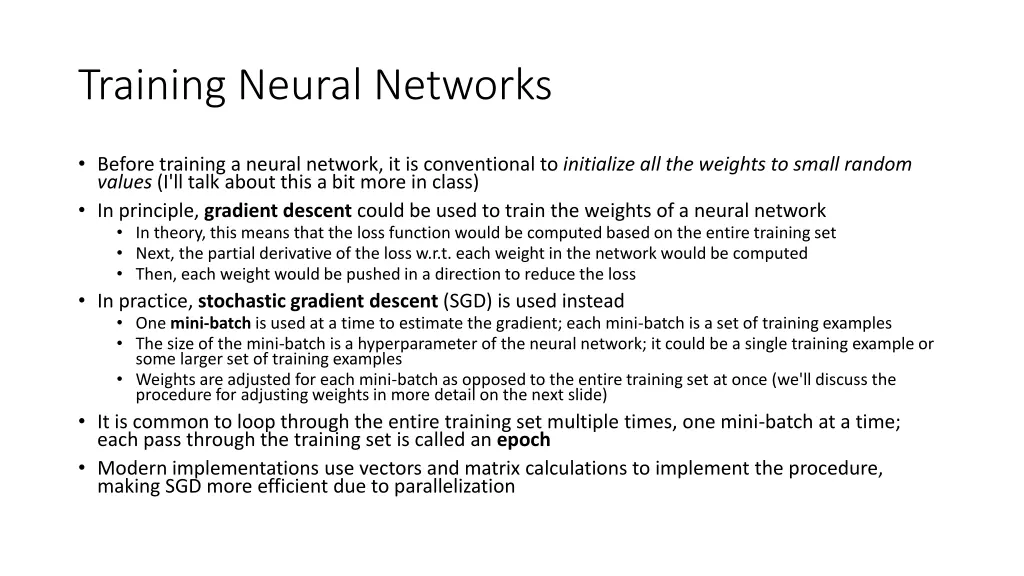 training neural networks