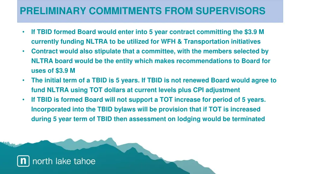 preliminary commitments from supervisors