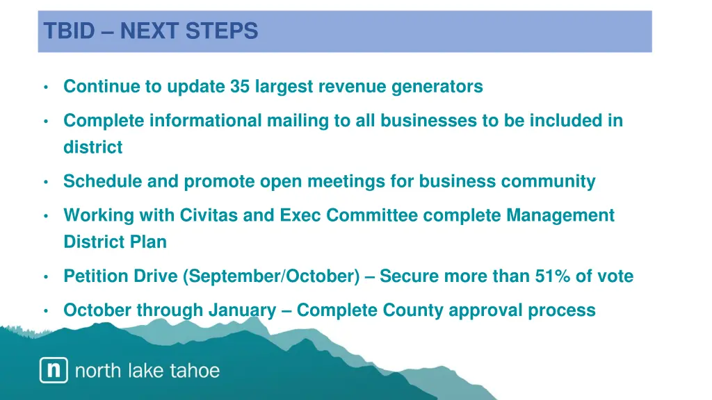 tbid next steps