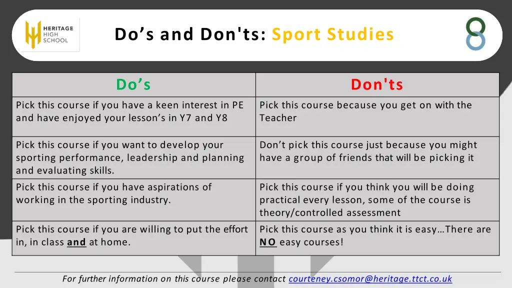 do s and don ts sport studies