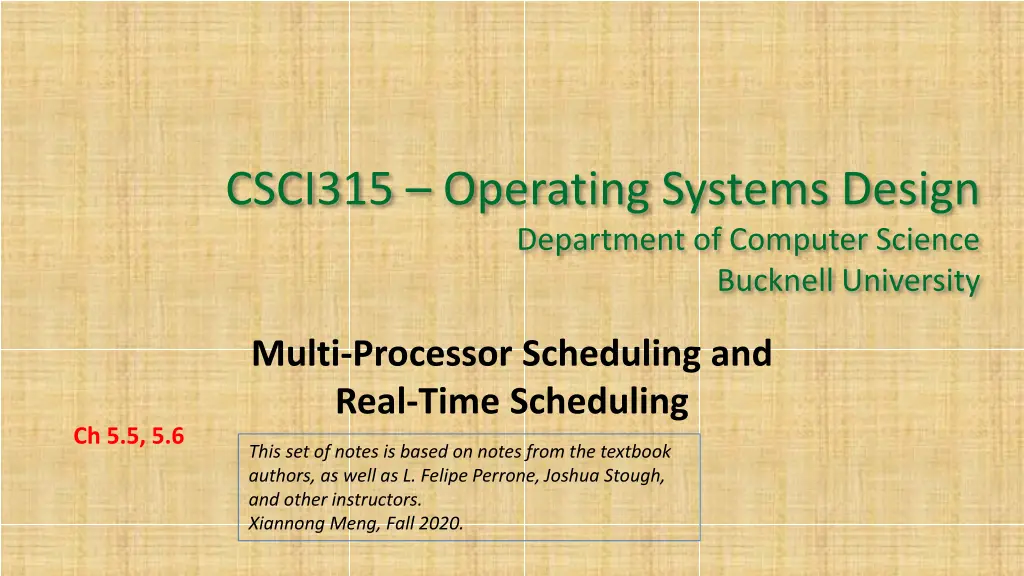 csci315 operating systems design department