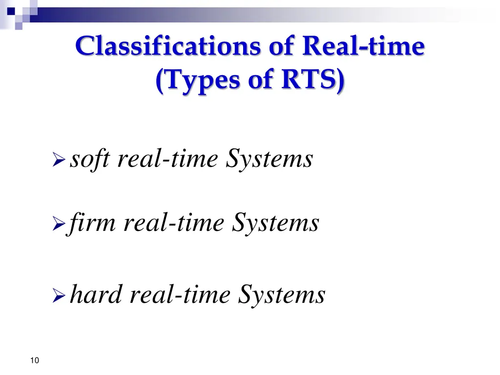 classifications of real time types of rts