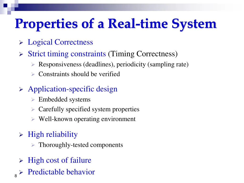 properties of a real time system