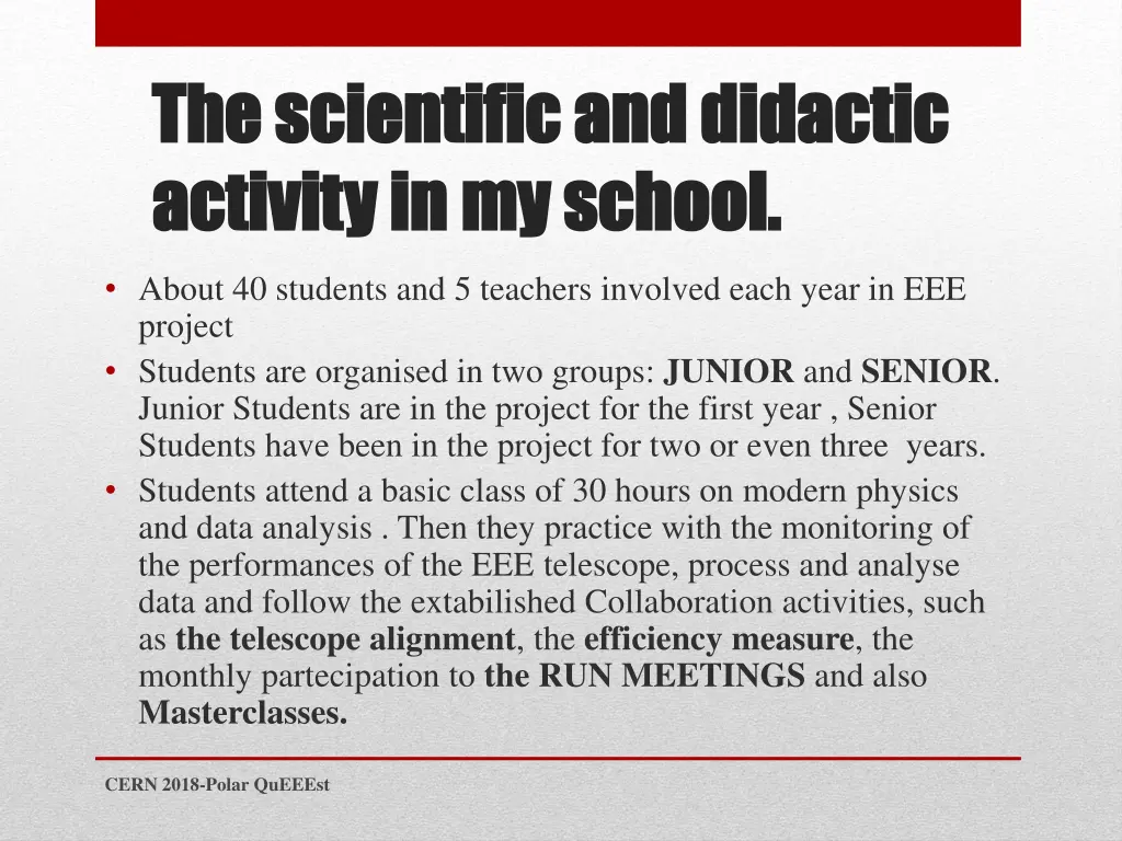 the the scientific scientific and activity