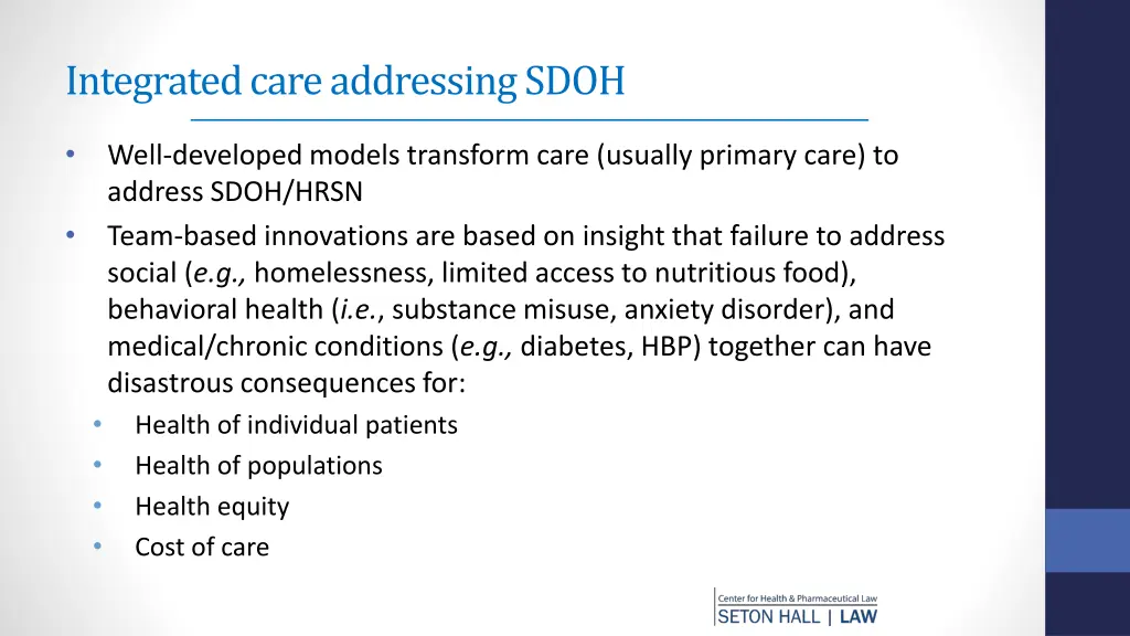 integrated care addressing sdoh