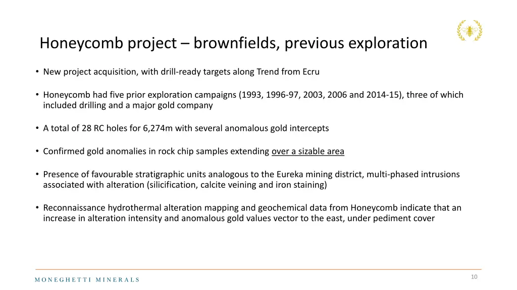 honeycomb project brownfields previous exploration